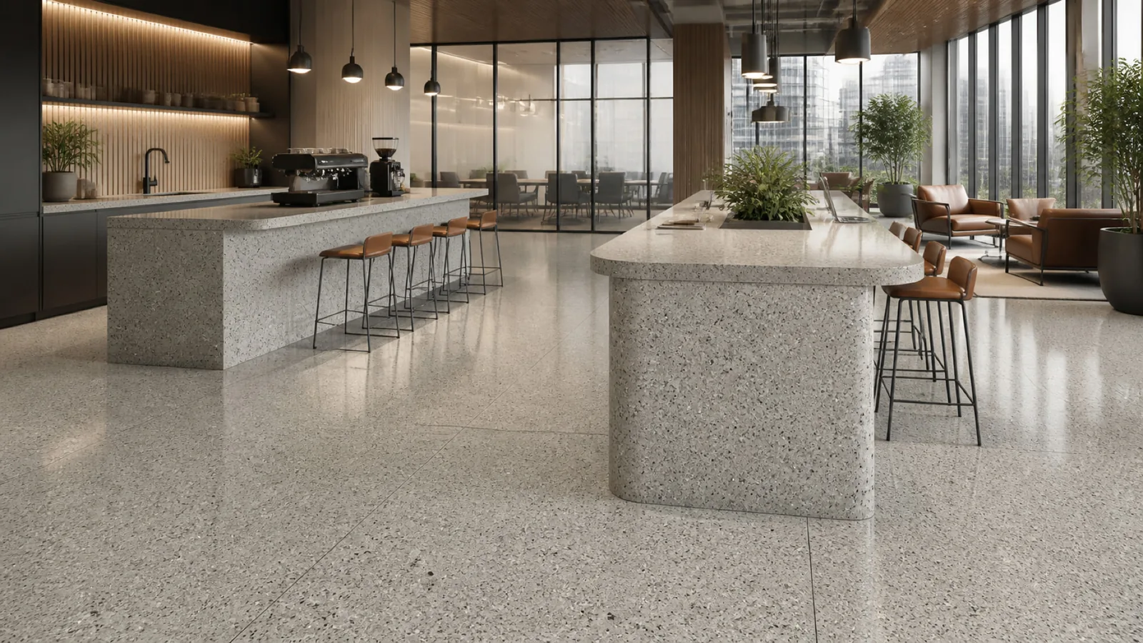 Grey Light Gray Dark-Speckled Sintered Stone Slab for Business Spaces thumbnail 5