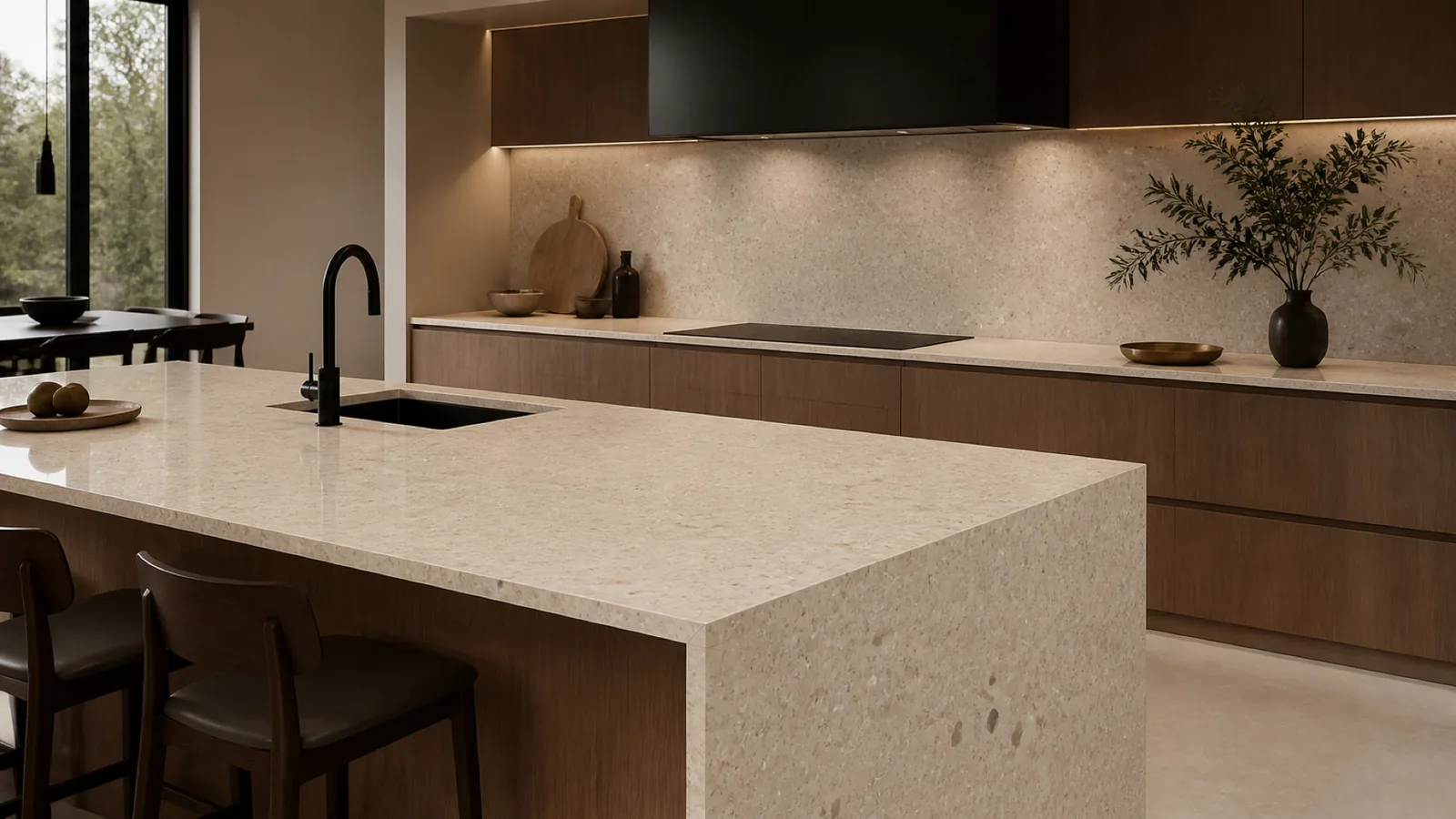Beige Sand Beige Mixed-Stone-Chip Sintered Stone Slab for Furniture Countertops thumbnail 3