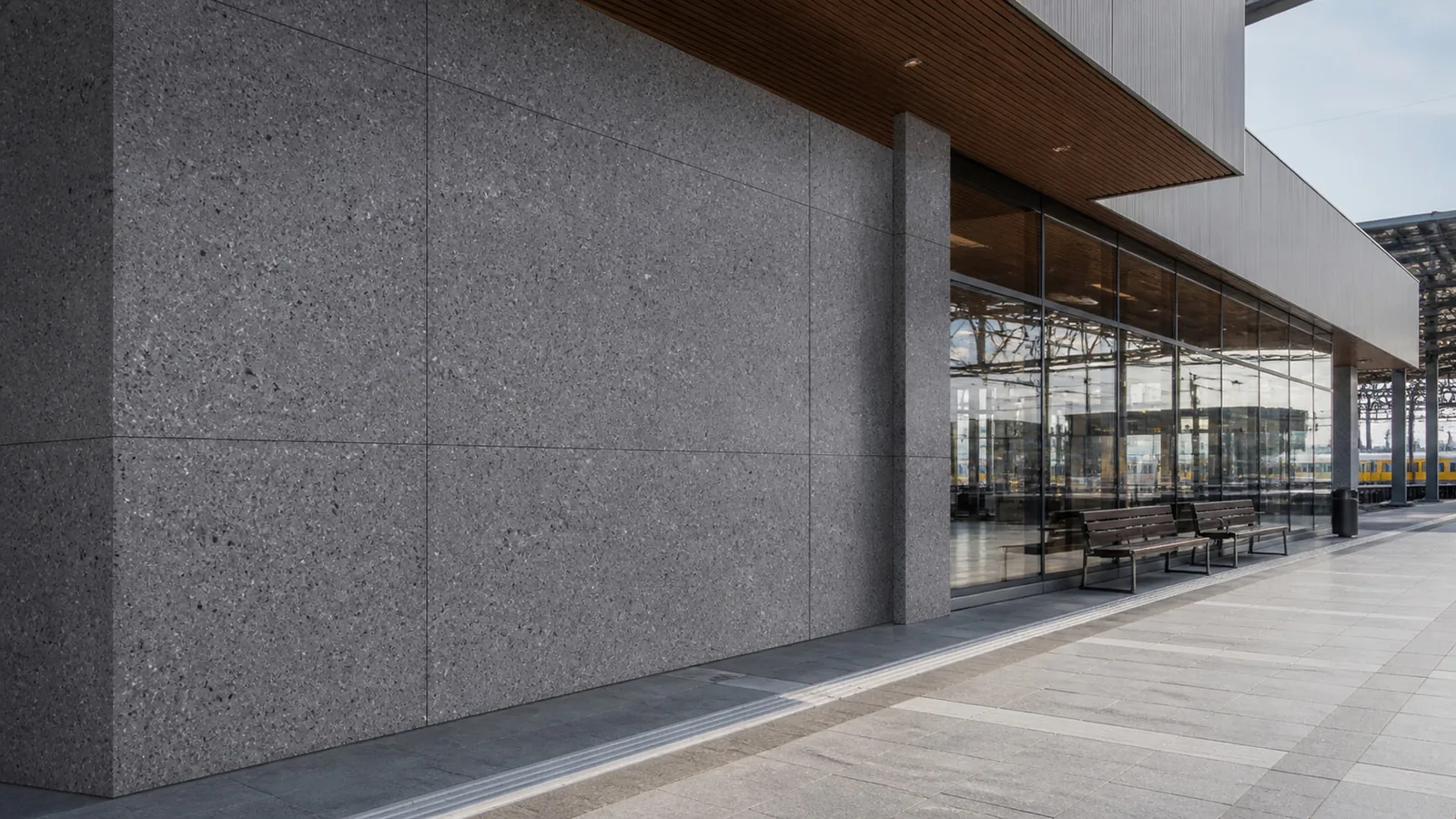 Blue Gray Pebble-Chip Sintered Stone Slab for Exterior Walls thumbnail 4