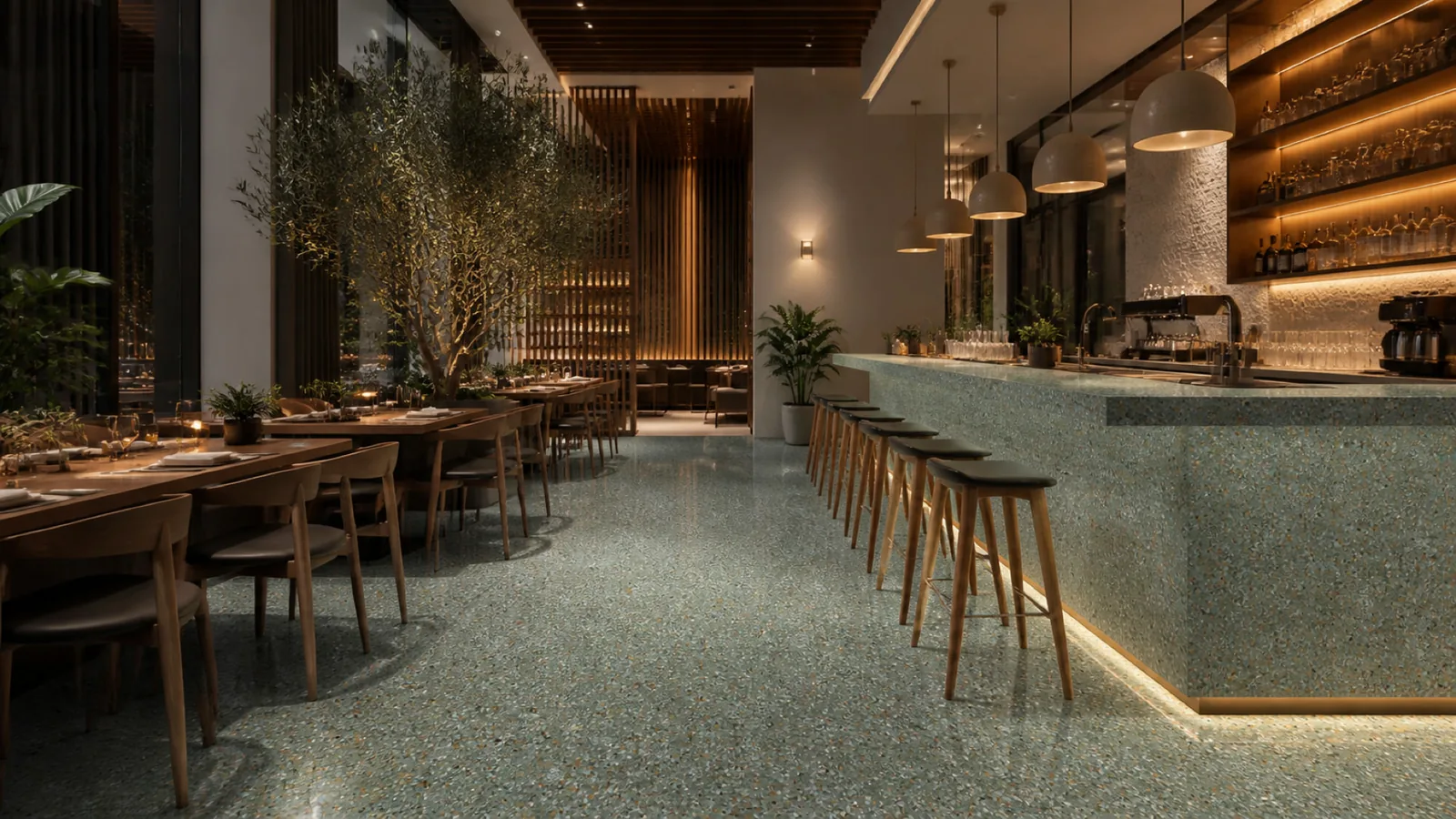 Green Teal Green Multicolor-Speckled Sintered Stone Slab for Catering Spaces thumbnail 3