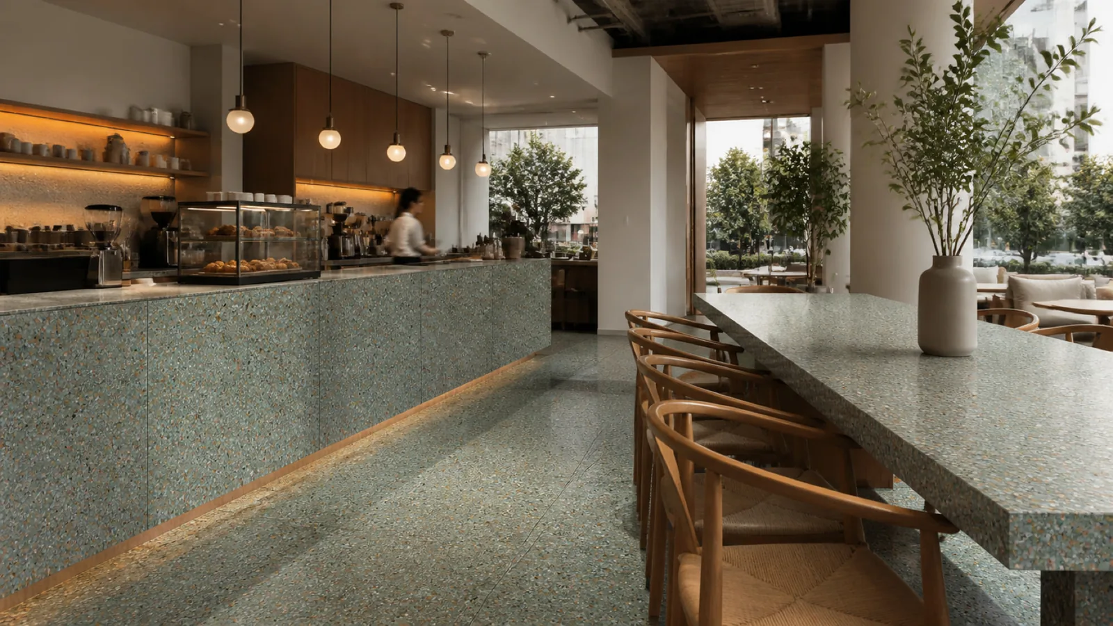 Green Teal Green Multicolor-Speckled Sintered Stone Slab for Catering Spaces thumbnail 4