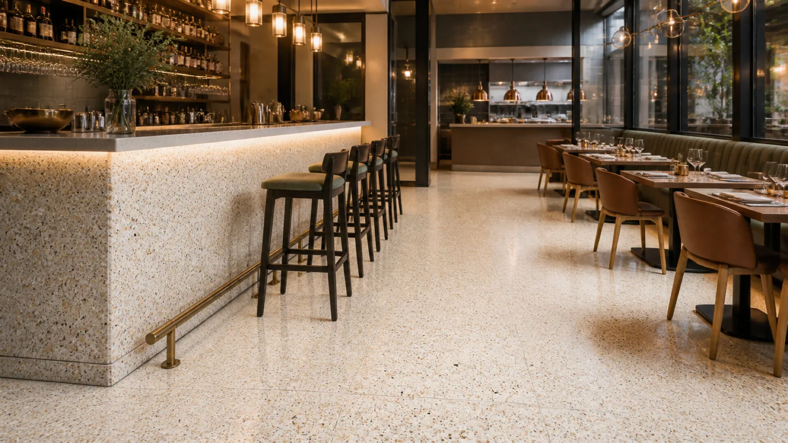 Beige Cream Fine Multicolor-Chip Sintered Stone Slab for Catering Spaces thumbnail 3