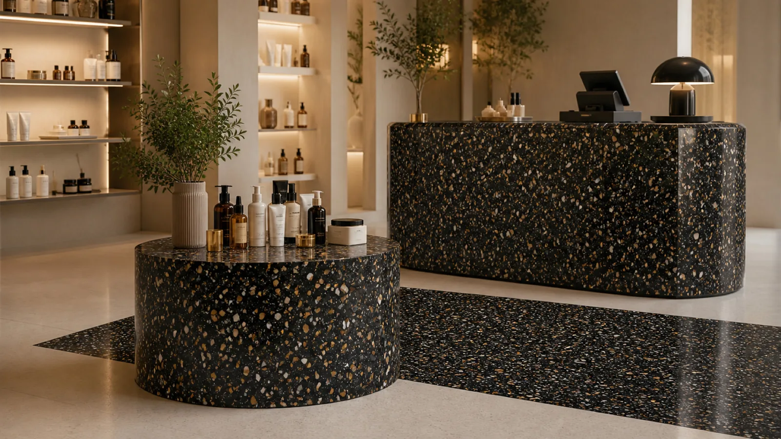 Black Large Multicolor-Chip Sintered Stone Slab for Online Celebrity Stores thumbnail 3