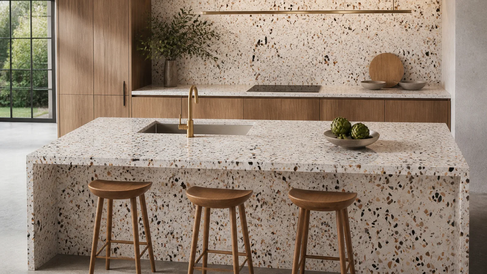White Large Multicolor-Chip Sintered Stone Slab for Furniture Countertops thumbnail 3