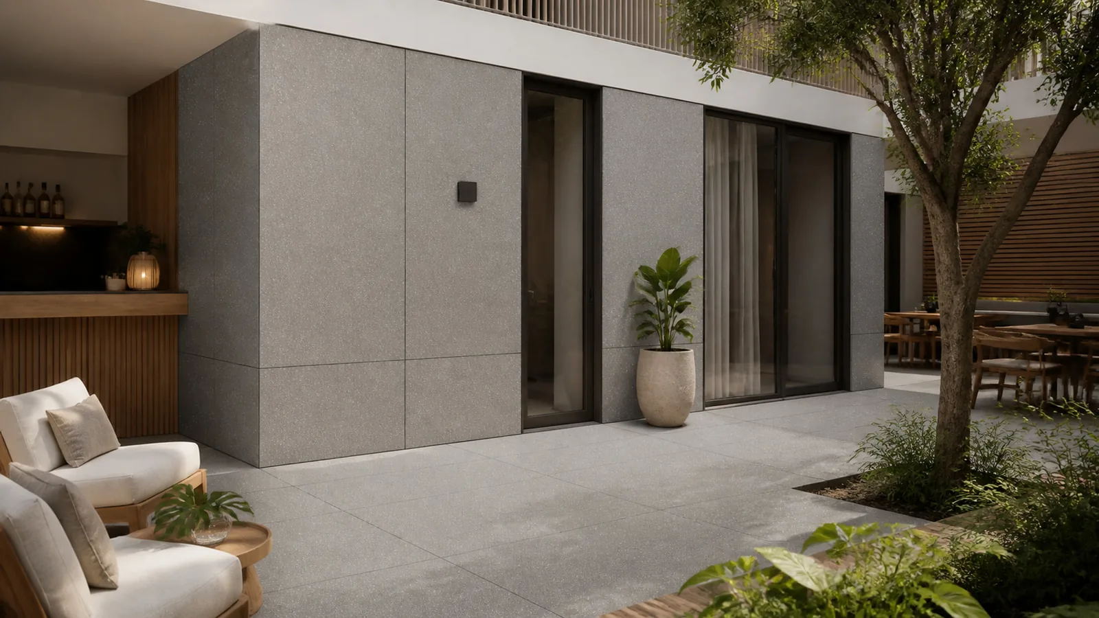 Grey Warm Gray Minimal Fine-Grain Sintered Stone Slab for Exterior Walls thumbnail 5