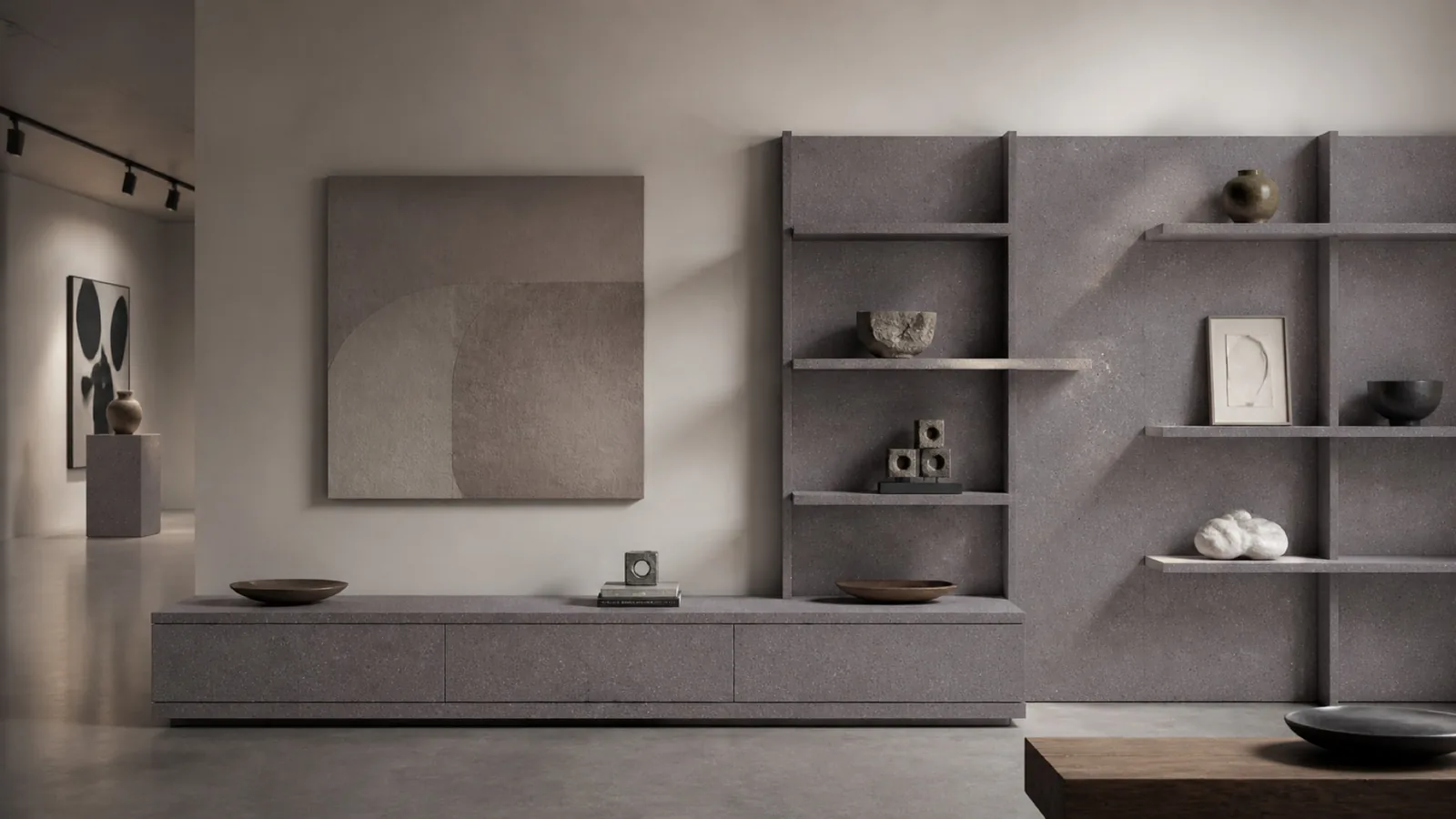 Lilac Mauve Taupe Soft Fine-Grain Sintered Stone Slab for Shelves and Consoles thumbnail 5