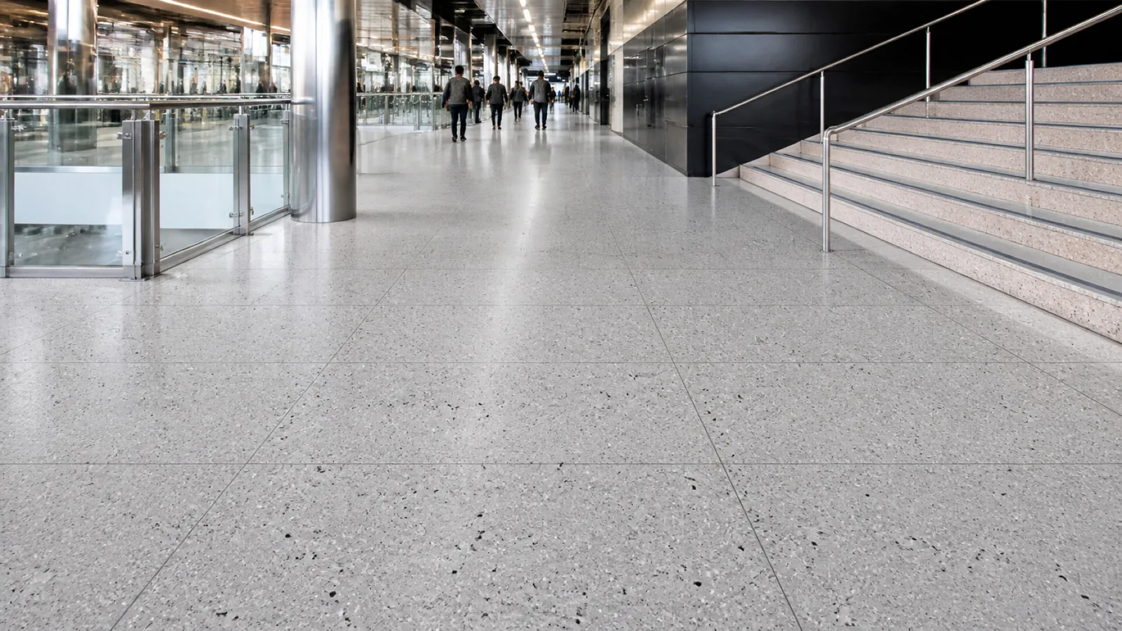 Grey Silver Gray Medium Mixed-Chip Sintered Stone Slab for Floors and Stairs thumbnail 5
