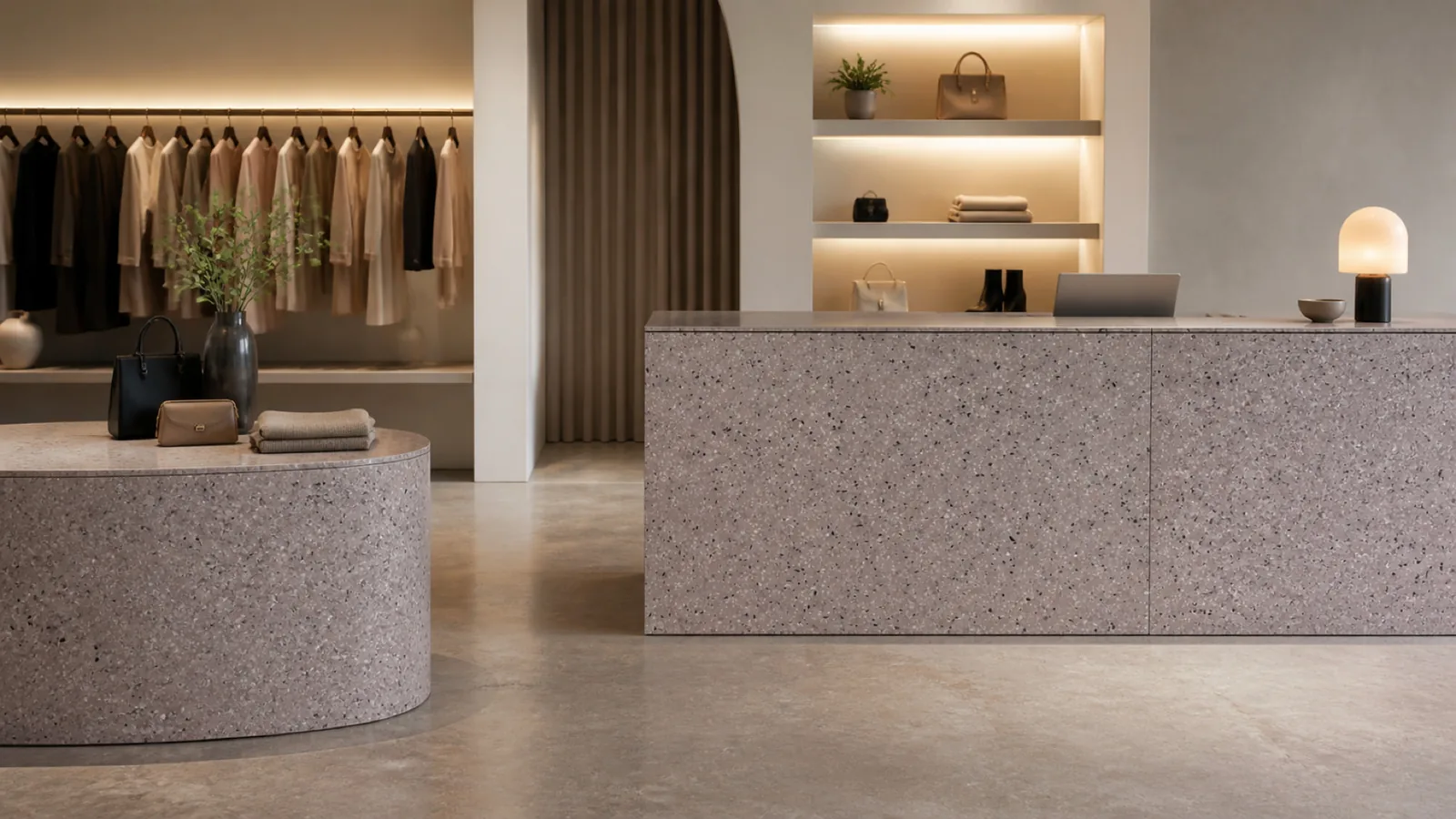 Lilac Dusty Mauve Fine Dark-Speckled Sintered Stone Slab for Furniture Countertops thumbnail 5
