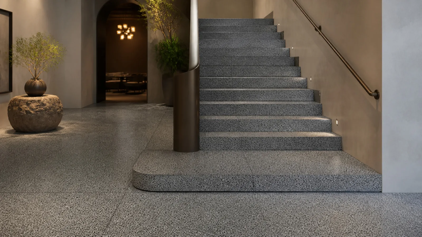Grey Granite Gray Dense Black-Speckled Sintered Stone Slab for Floors and Stairs thumbnail 4