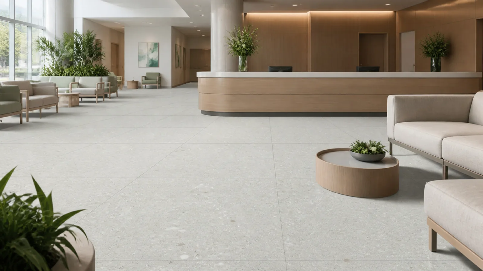Green Pale Sage Sparse White-Chip Sintered Stone Slab for Hospitals and Schools thumbnail 3