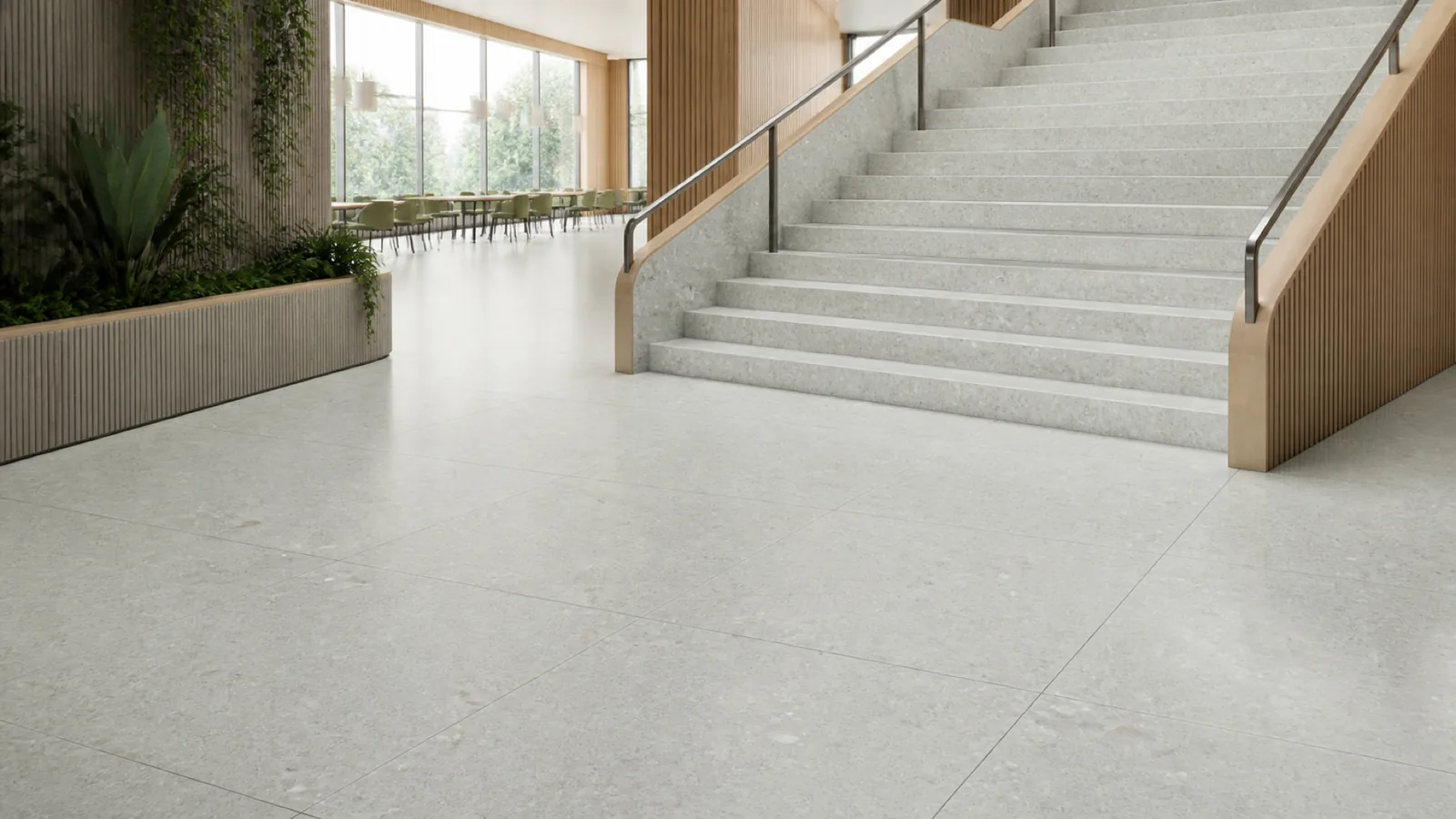 Green Pale Sage Sparse White-Chip Sintered Stone Slab for Hospitals and Schools thumbnail 4