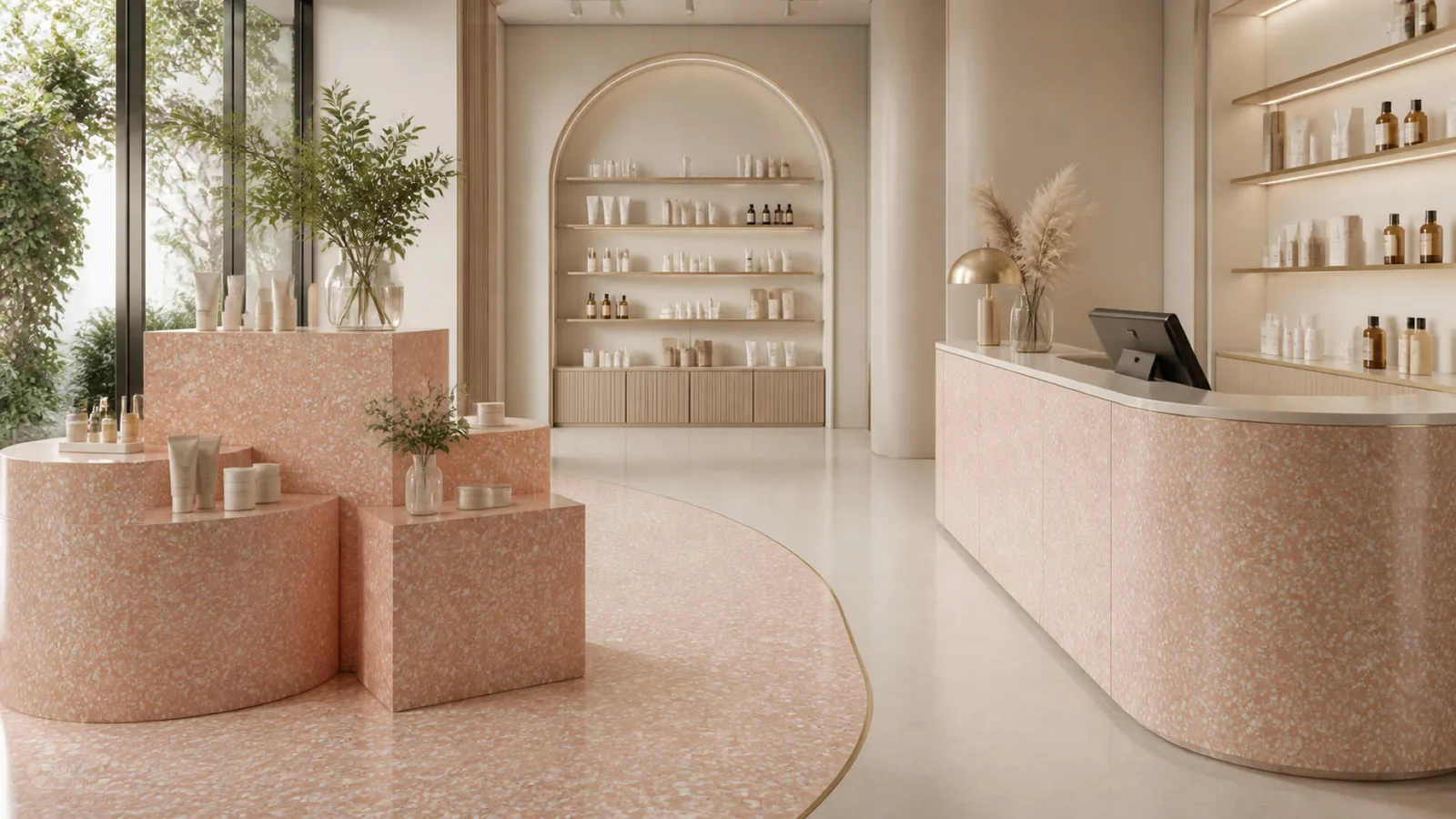 Pink Peach Dense White-Chip Sintered Stone Slab for Online Celebrity Stores thumbnail 3