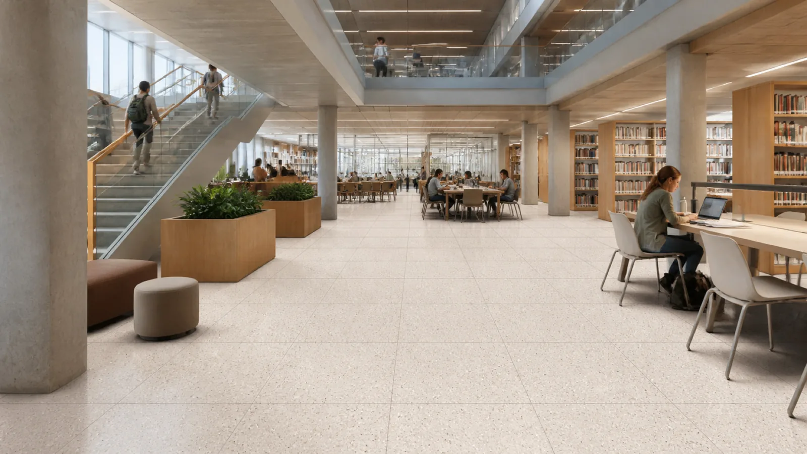 White Warm White Fine Dark-Speckled Sintered Stone Slab for Hospitals and Schools thumbnail 5