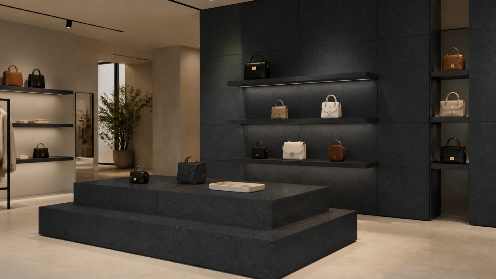 Black Matte Black Fine Dark-Speckled Sintered Stone Slab for Shelves and Consoles thumbnail 3