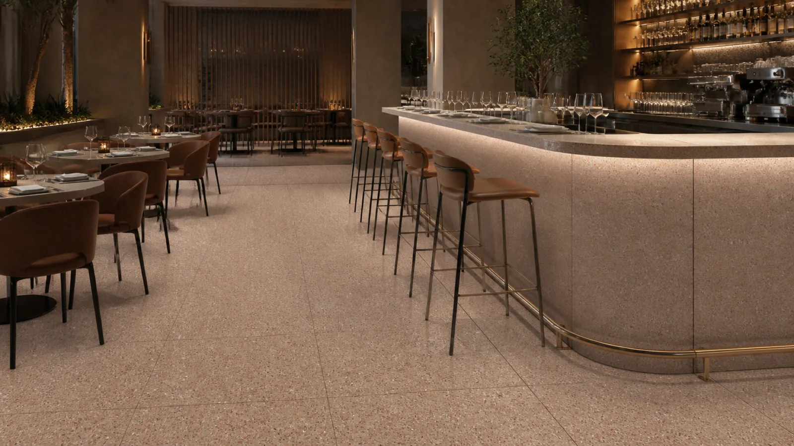 Brown Cocoa Brown Fine-Speckled Sintered Stone Slab for Catering Spaces thumbnail 3