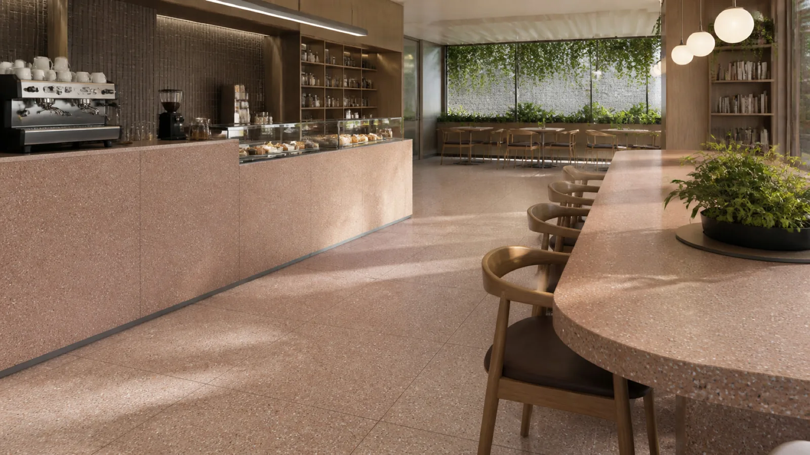 Brown Cocoa Brown Fine-Speckled Sintered Stone Slab for Catering Spaces thumbnail 4