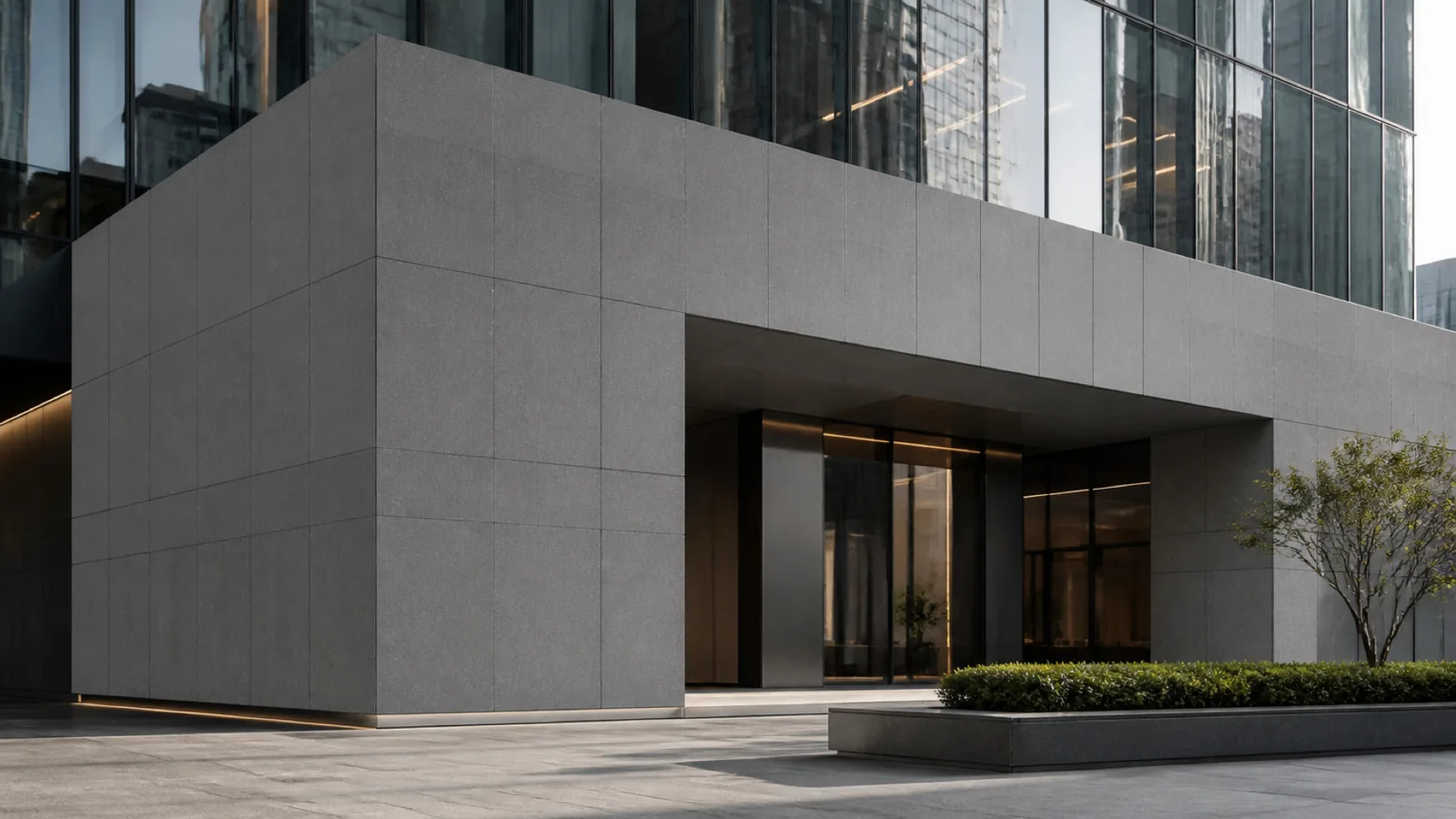Grey  Concrete Gray Soft-Mottled Sintered Stone Slab for Exterior Walls thumbnail 3