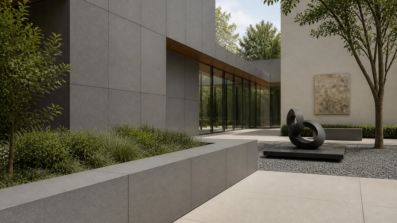 Grey  Concrete Gray Soft-Mottled Sintered Stone Slab for Exterior Walls thumbnail 4