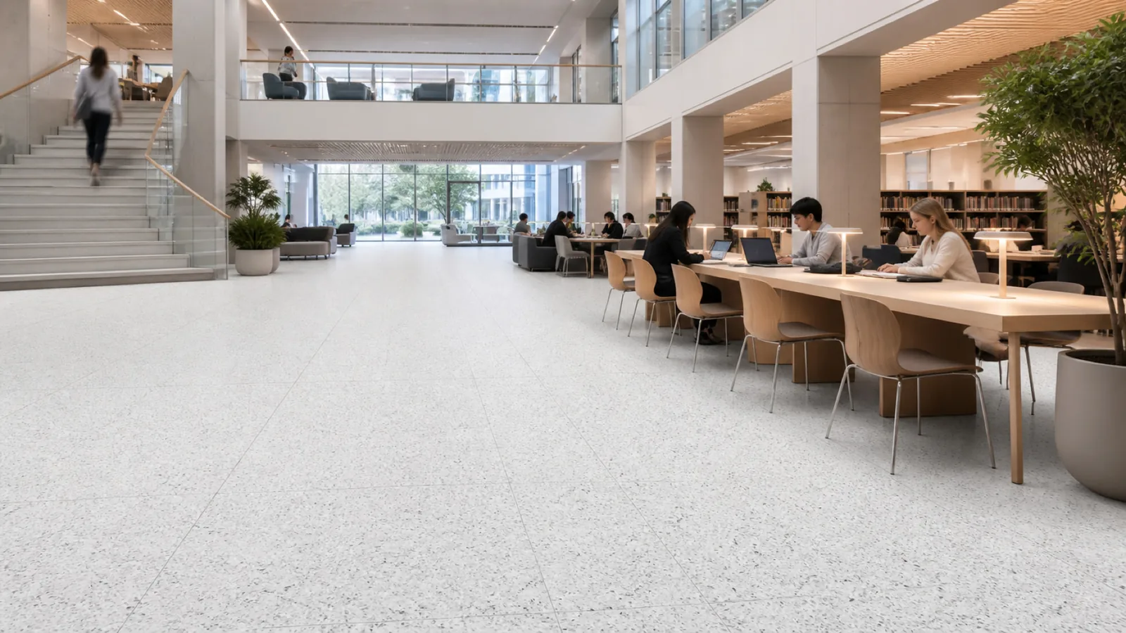 White Blue-Gray Speckled Sintered Stone Slab for Hospitals and Schools thumbnail 5
