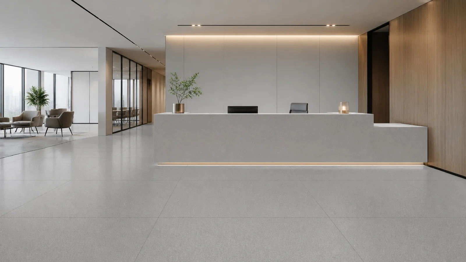Grey Mid Gray Minimal Fine-Grain Sintered Stone Slab for Business Spaces thumbnail 3