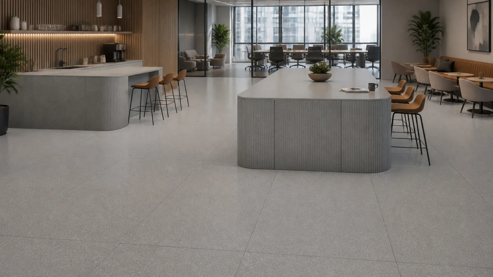 Grey Mid Gray Minimal Fine-Grain Sintered Stone Slab for Business Spaces thumbnail 5