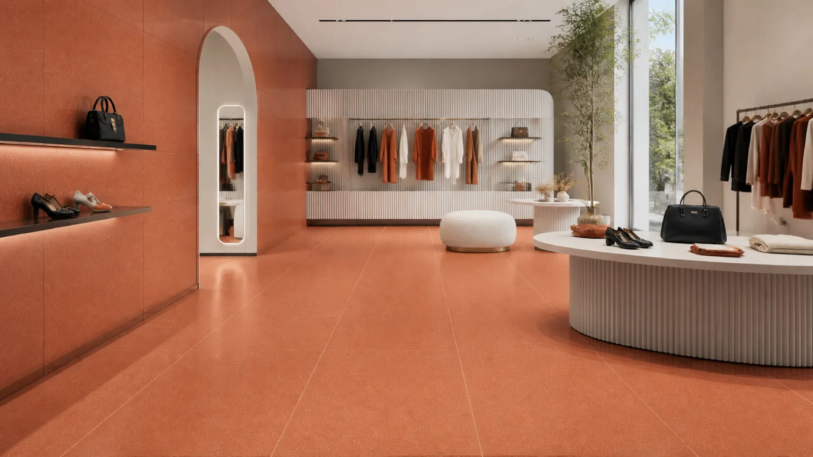 Orange Burnt Orange Soft Fine-Grain Sintered Stone Slab for Online Celebrity Stores thumbnail 4