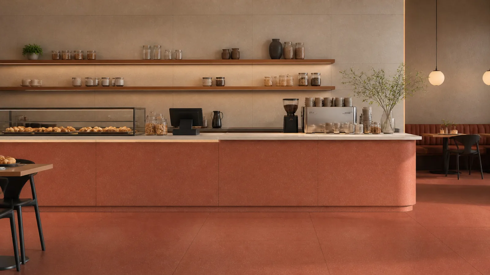 Orange Burnt Orange Soft Fine-Grain Sintered Stone Slab for Online Celebrity Stores thumbnail 5