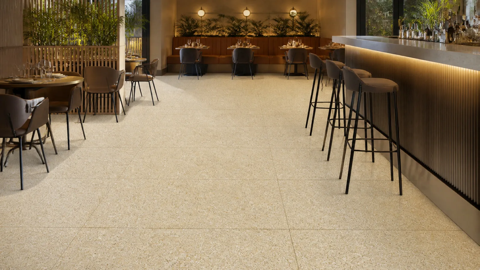Gold Golden Beige Dense Fine-Aggregate Sintered Stone Slab for Catering Spaces thumbnail 3