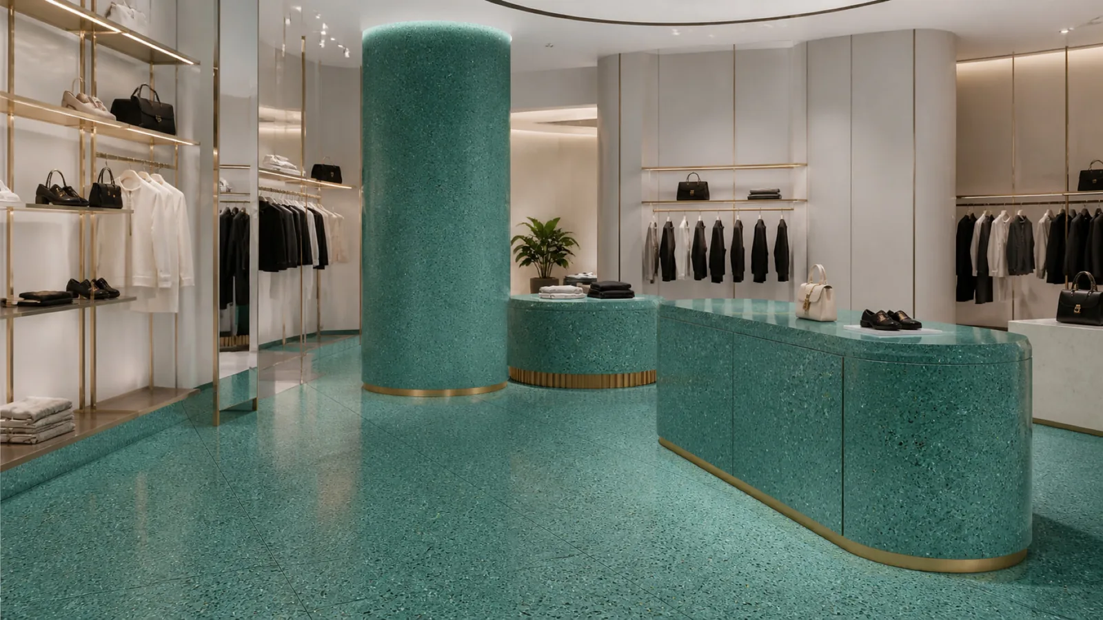 Green Turquoise Dense Black-Speckled Sintered Stone Slab for Online Celebrity Stores thumbnail 4