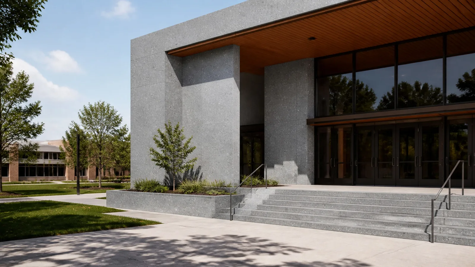 Grey Cool Gray Sparse Medium-Chip Sintered Stone Slab for Exterior Walls thumbnail 4