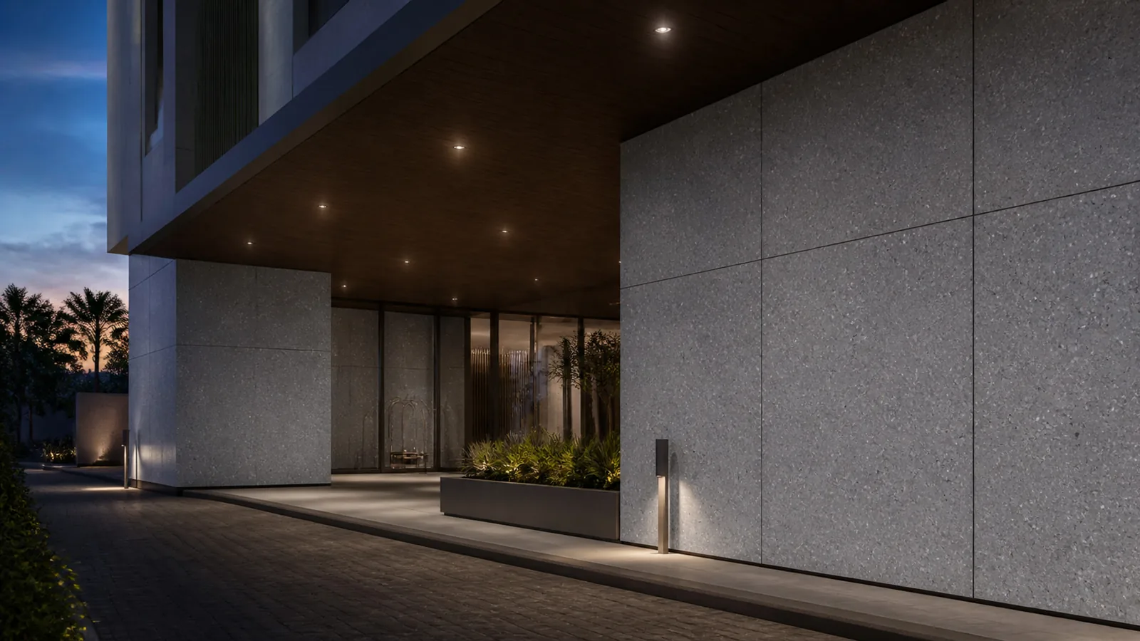 Grey Cool Gray Sparse Medium-Chip Sintered Stone Slab for Exterior Walls thumbnail 5