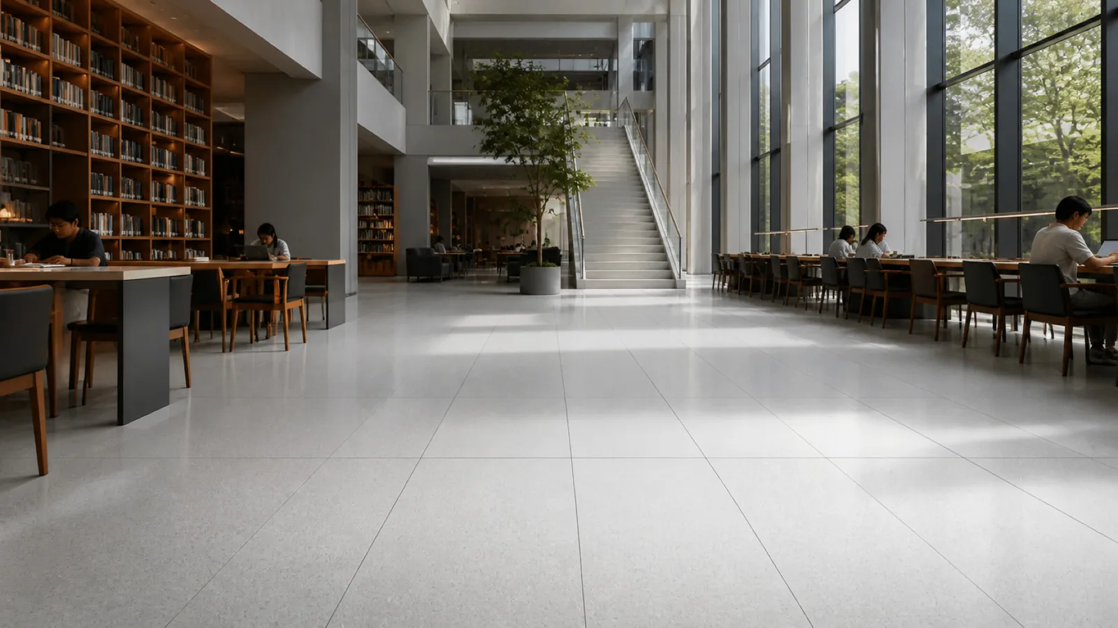 Grey Light Gray Minimal Fine-Grain Sintered Stone Slab for Hospitals and Schools thumbnail 5