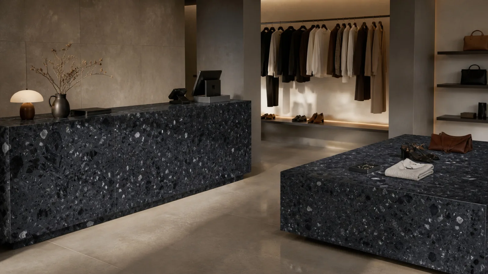 Black Extra-Large Crystal-Chip Sintered Stone Slab for Furniture Countertops thumbnail 5